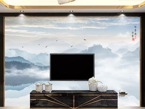 禪意水墨，東方氣韻 無框山水畫打造中式電視背景墻的藝術空間